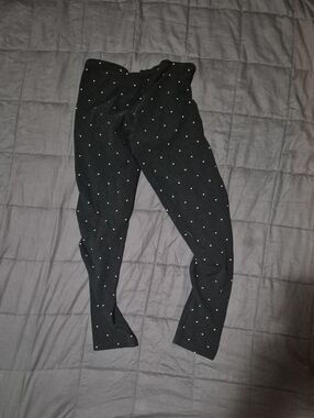 Old Navy Black Leggings with Tiny White Heart Print